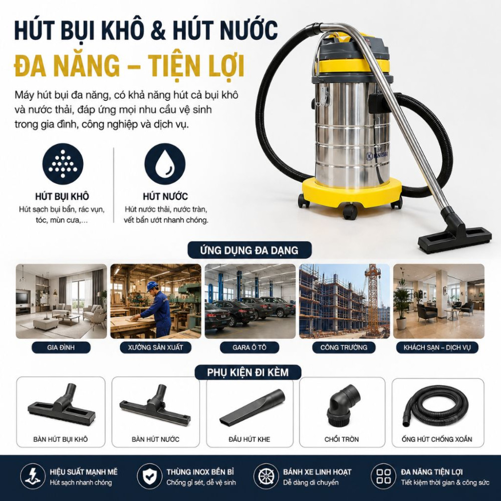 Máy hút bụi công nghiệp Kumisai KMS35A - Hàng chính hãng