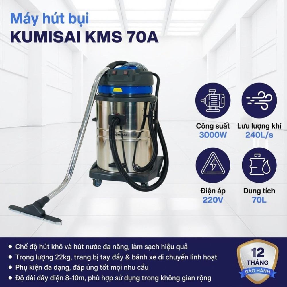 Máy hút bụi công nghiệp Kumisai KMS70A - Hàng chính hãng