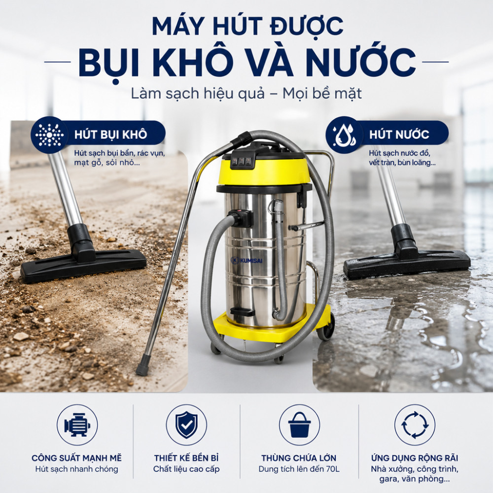 Máy hút bụi công nghiệp Kumisai KMS803J - Hàng chính hãng
