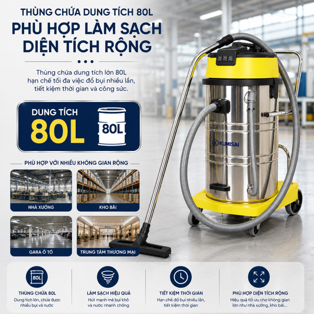 Máy hút bụi công nghiệp Kumisai KMS803J - Hàng chính hãng