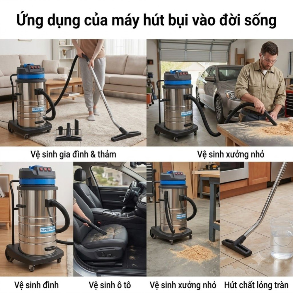 Máy hút bụi công nghiệp Supper Clean SC80 - Hàng chính hãng