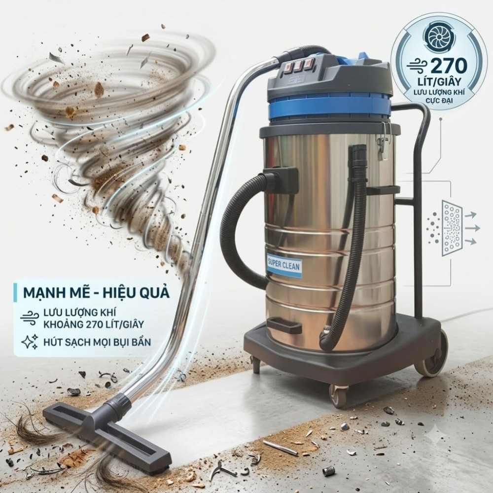 Máy hút bụi công nghiệp Supper Clean SC80 - Hàng chính hãng