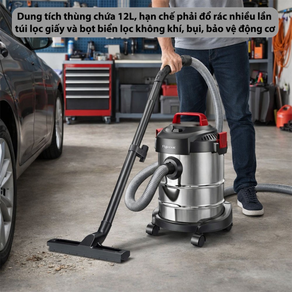 Máy hút bụi khô và ướt Fujihome VC12N - Hàng chính hãng