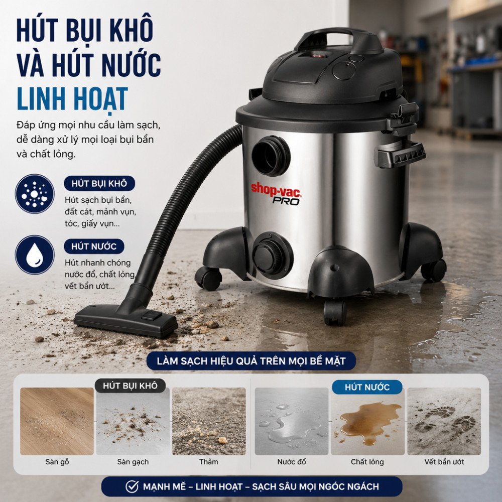Máy hút bụi khô và ướt 20L Shop-VAC P11-SQ18A - Hàng chính hãng