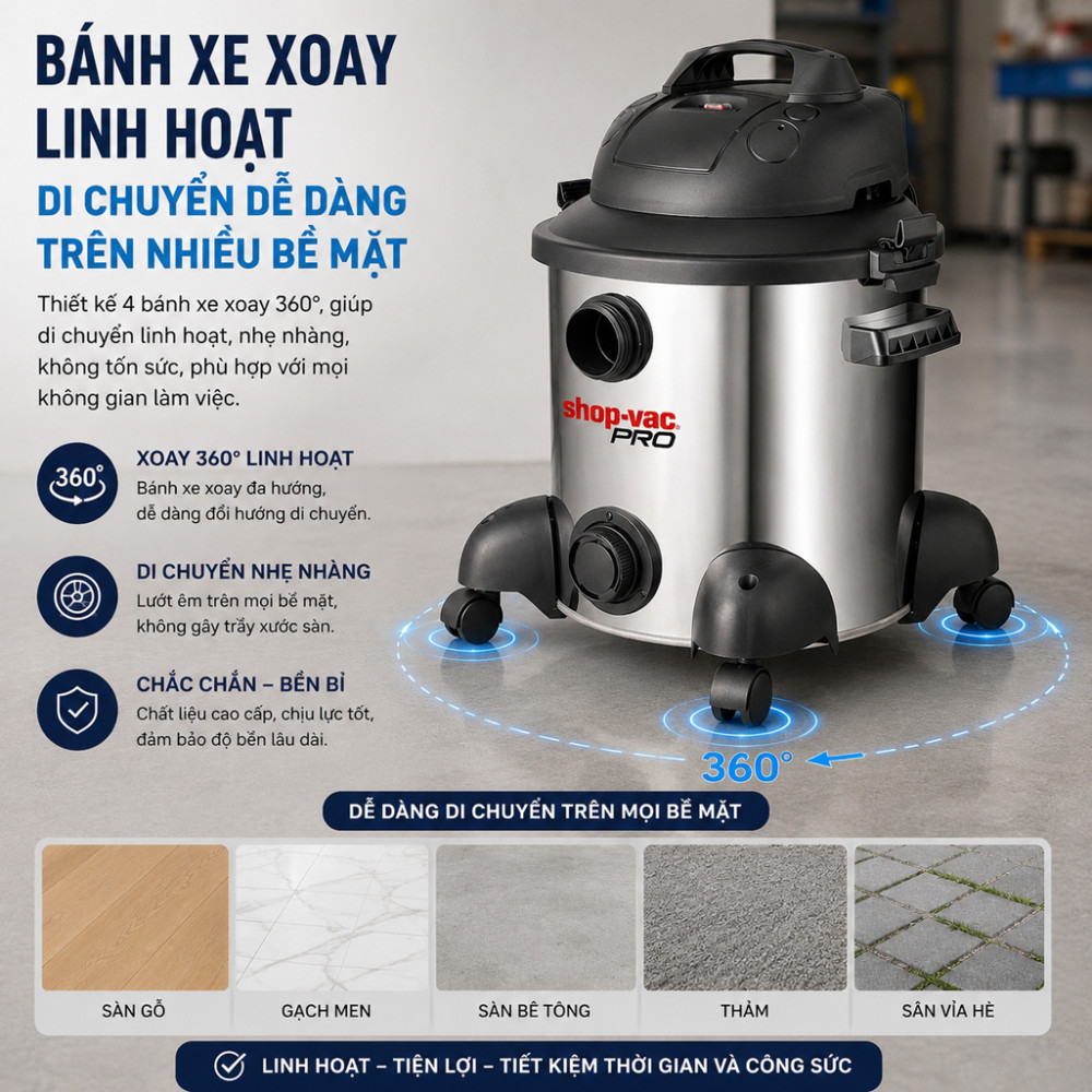 Máy hút bụi khô và ướt 20L Shop-VAC P11-SQ18A - Hàng chính hãng