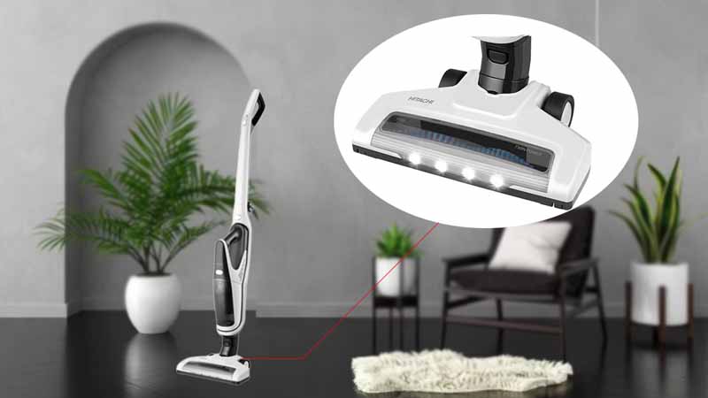 Đầu hút sàn còn được trang bị đèn led chiếu sáng thuận tiện cho bạn vệ sinh các khe nhỏ hẹp, gầm gường,....