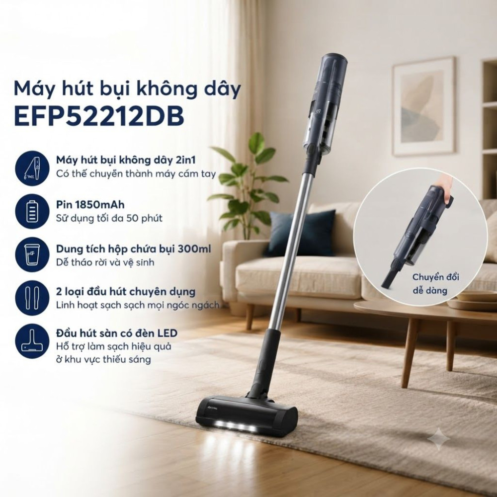 Máy hút bụi không dây Electrolux EFP52212DB - Hàng chính hãng