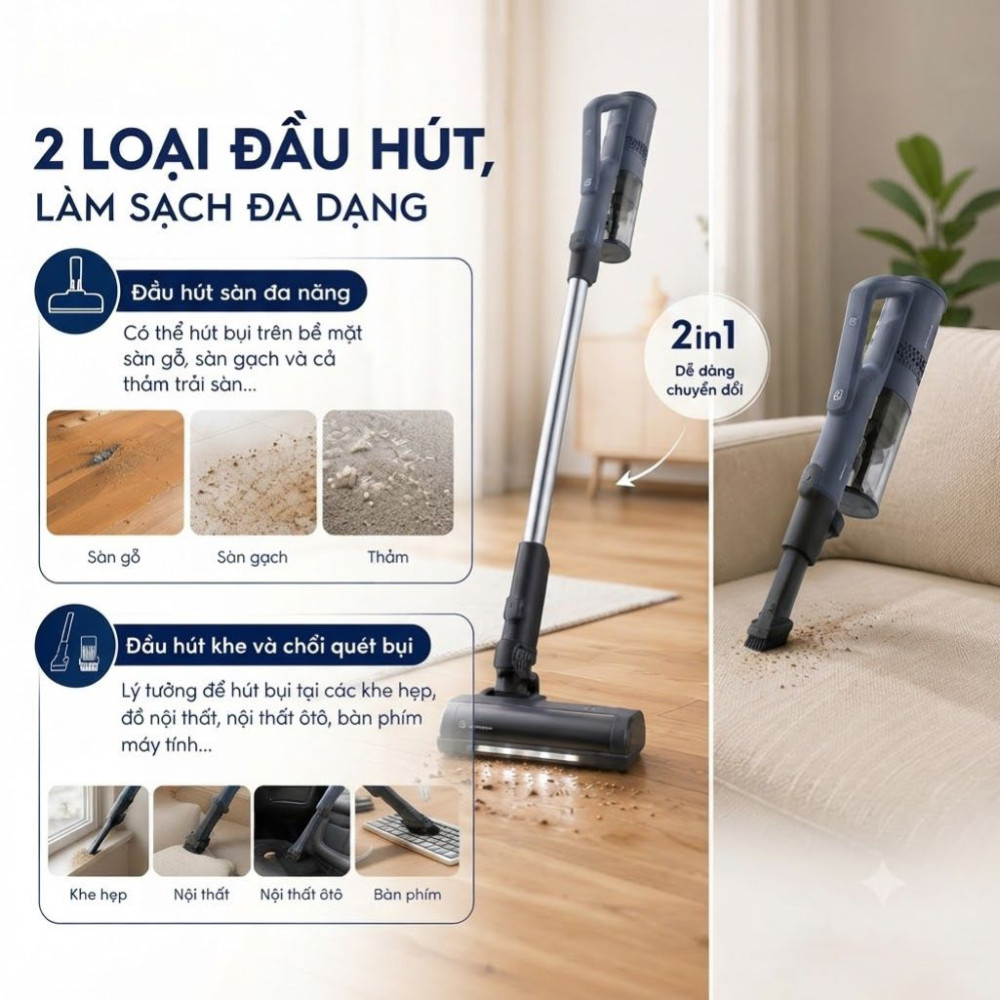 Máy hút bụi không dây Electrolux EFP52212DB - Hàng chính hãng