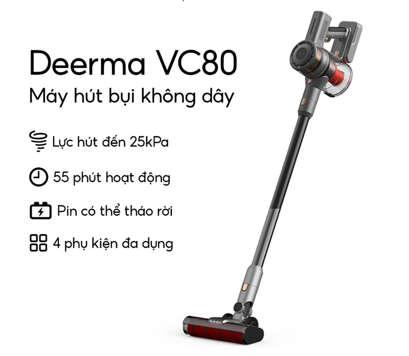 Đặc điểm nổi bật của máy hút bụi cầm tay Deerma VC80