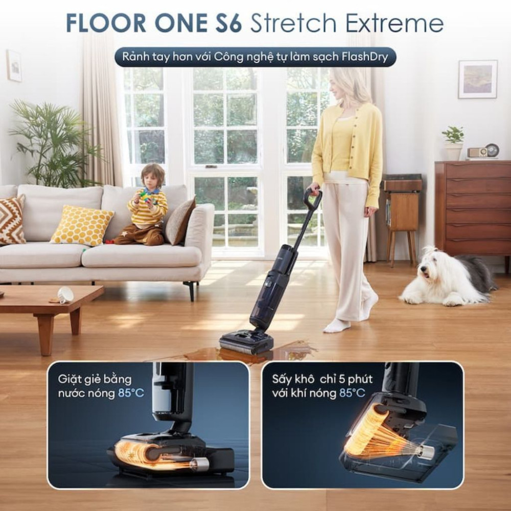 Máy hút bụi lau nhà Tineco FLOOR ONE S6 STRETCH MAX - Hàng chính hãng