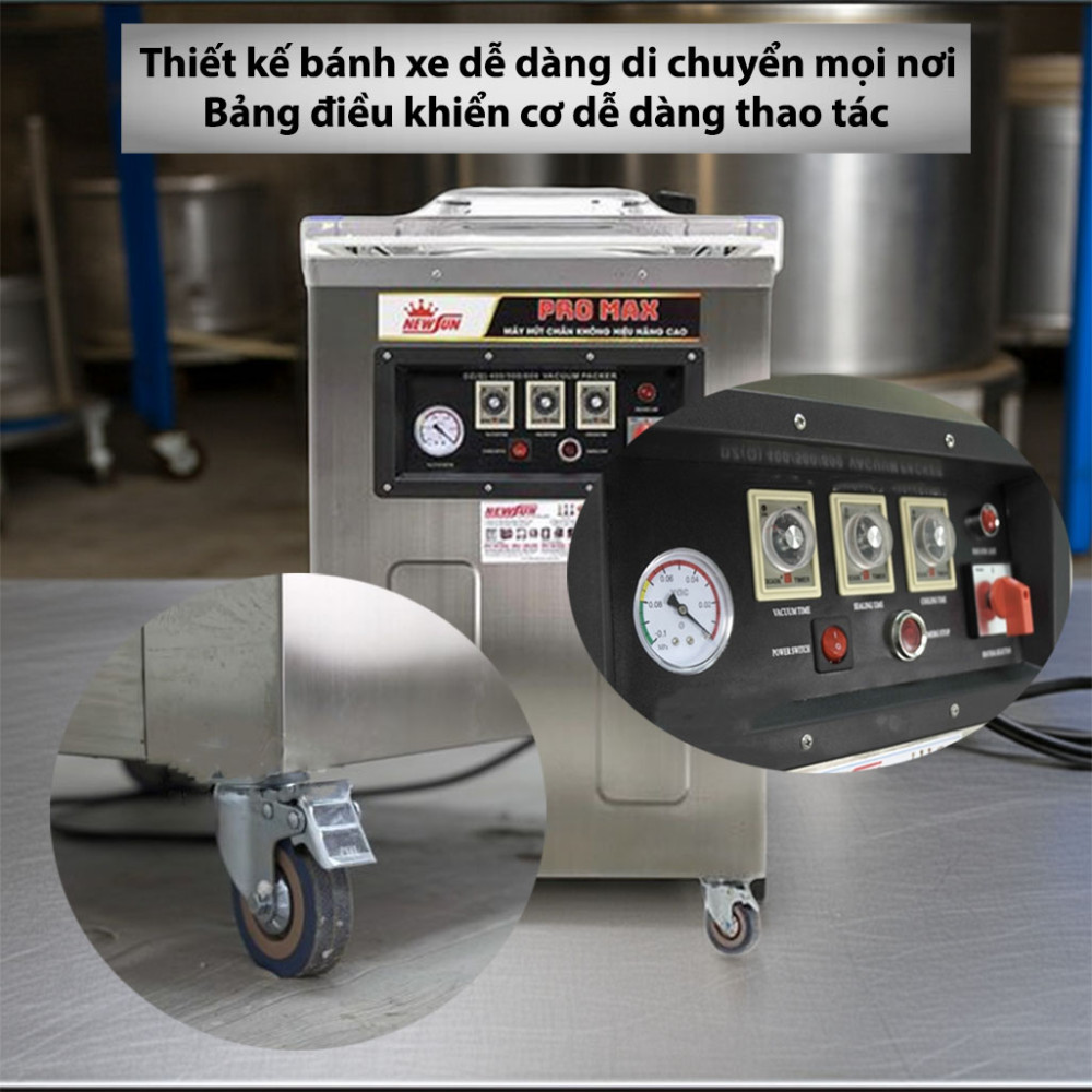 Máy hút chân không NewSun DZQ520 Promax trang bị bánh xe dễ di chuyển