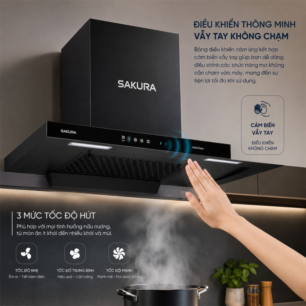 Máy hút khói khử mùi Sakura SR-7800B - Hàng chính hãng