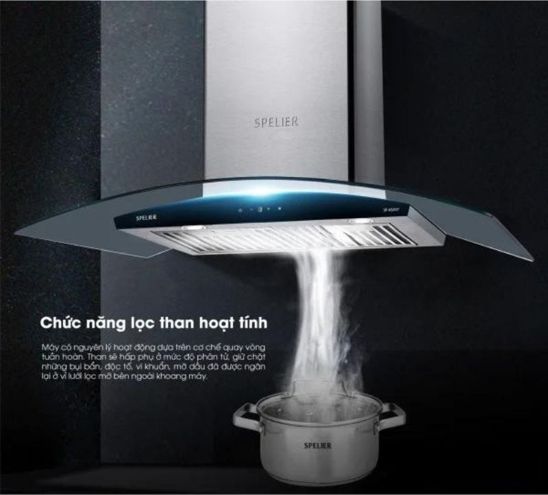 Công suất hút mạnh mẽ 1023m3/phút hút sạch khói mùi trong gian bếp