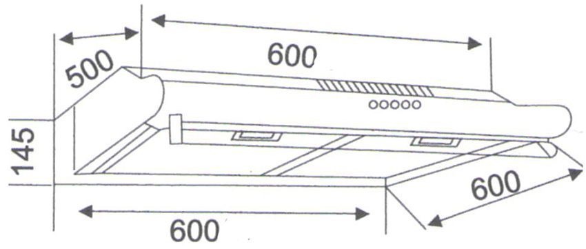 Kích thước lắp đặt của Máy hút mùi Binova BI-23-I-06