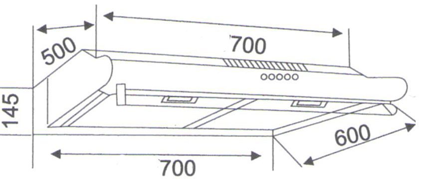 Kích thước lắp đặt của Máy hút mùi Binova BI-24-I-07