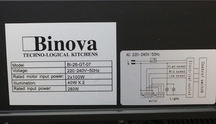 Thông số chi tiết của máy hút mùi Binova BI-26-GT-07