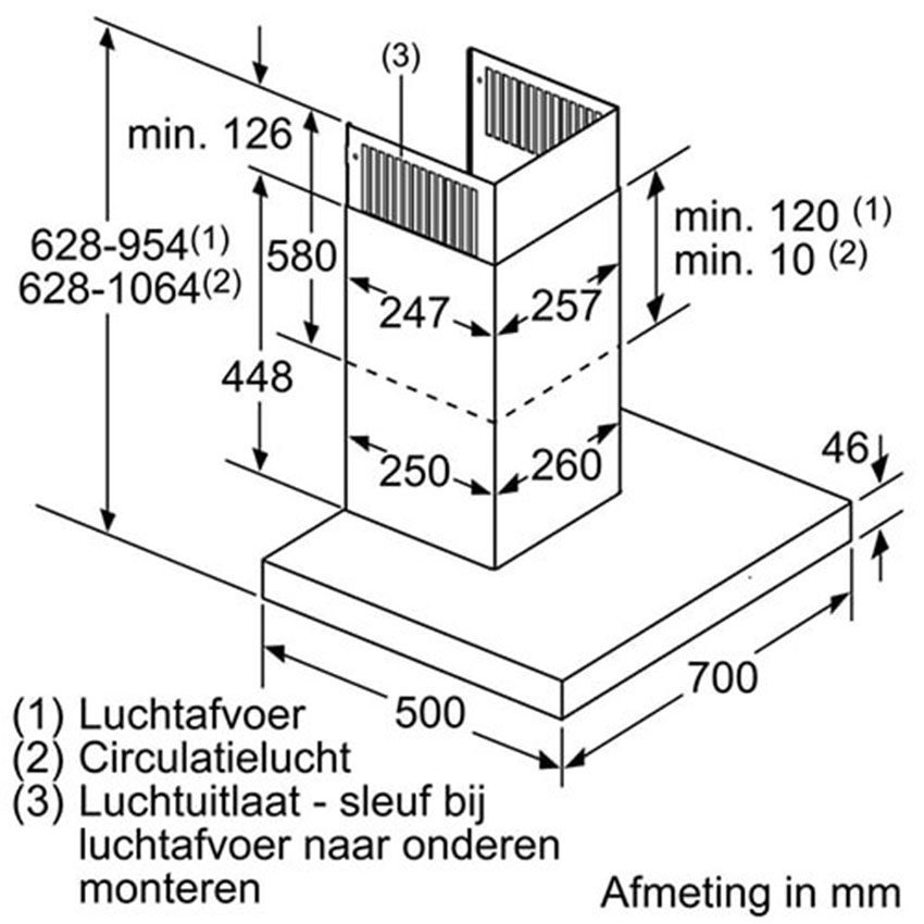 Kích thước lắp đặt của máy hút mùi Bosch DWB77CM50