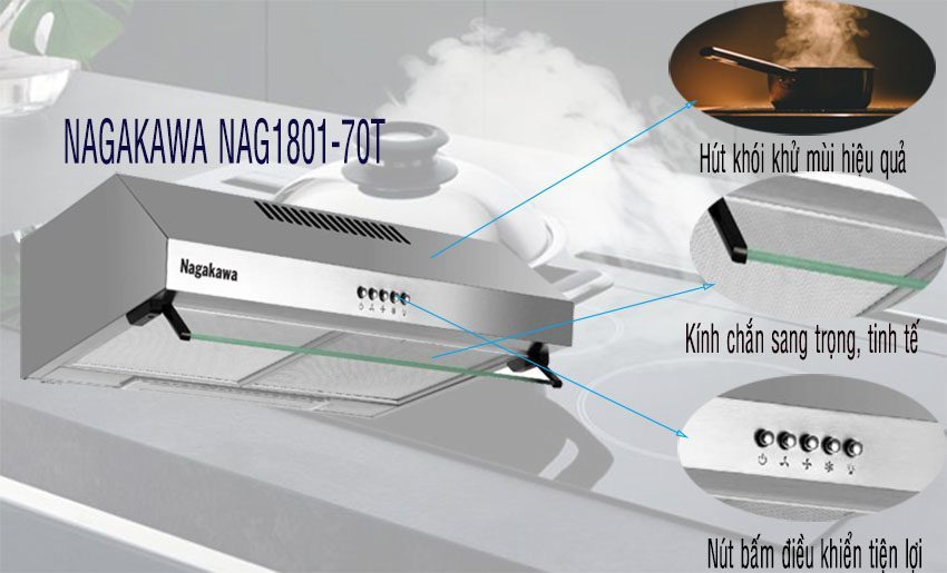 Chi tiết của máy hút mùi Nagakawa NAG1801-70T