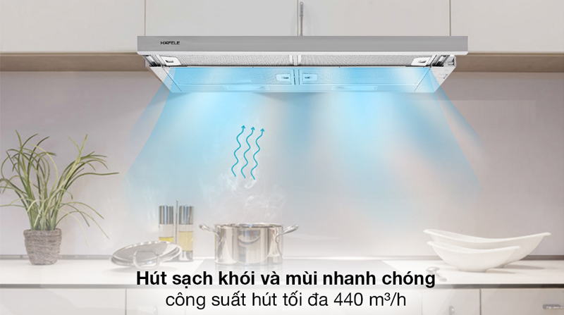 Công suất mạnh mẽ giúp làm sạch khói mùi nhanh chóng