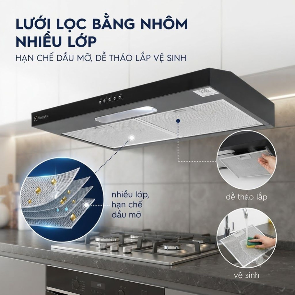 Máy hút mùi âm tủ Electrolux ECF7311KB - Hàng chính hãng