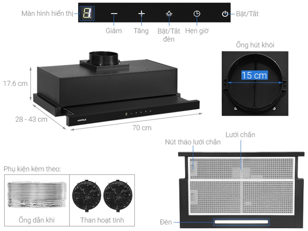 Máy hút mùi âm tủ Hafele HC-H7032TB - Hàng chính hãng