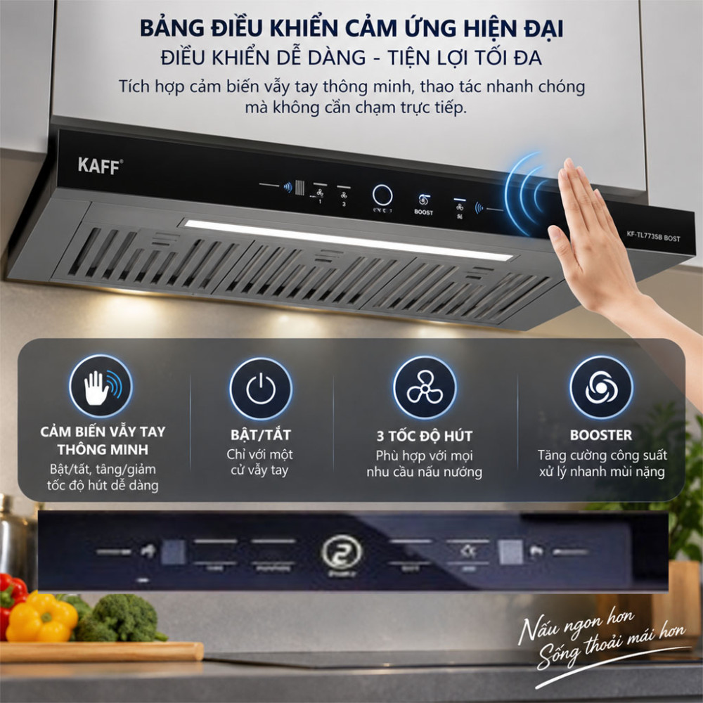 Máy hút mùi âm tủ Kaff KF-TL7735B BOST - Hàng chính hãng
