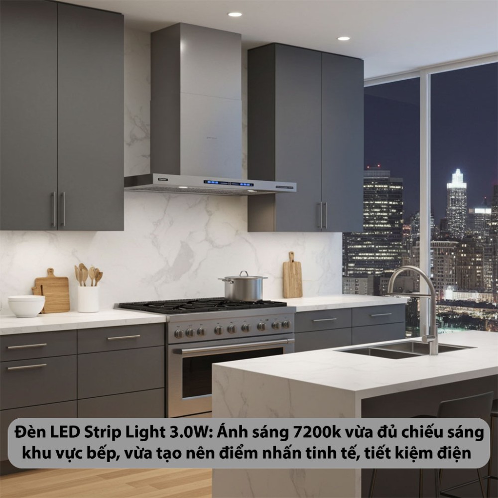 Máy hút mùi áp tường chữ T GrandX GX-H90T78G - Hàng chính hãng
