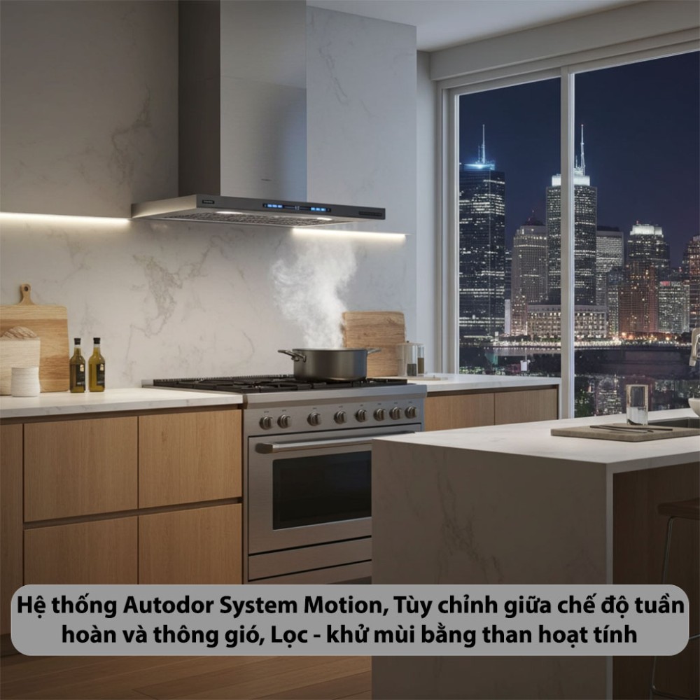 Máy hút mùi áp tường chữ T GrandX GX-H90T78G - Hàng chính hãng