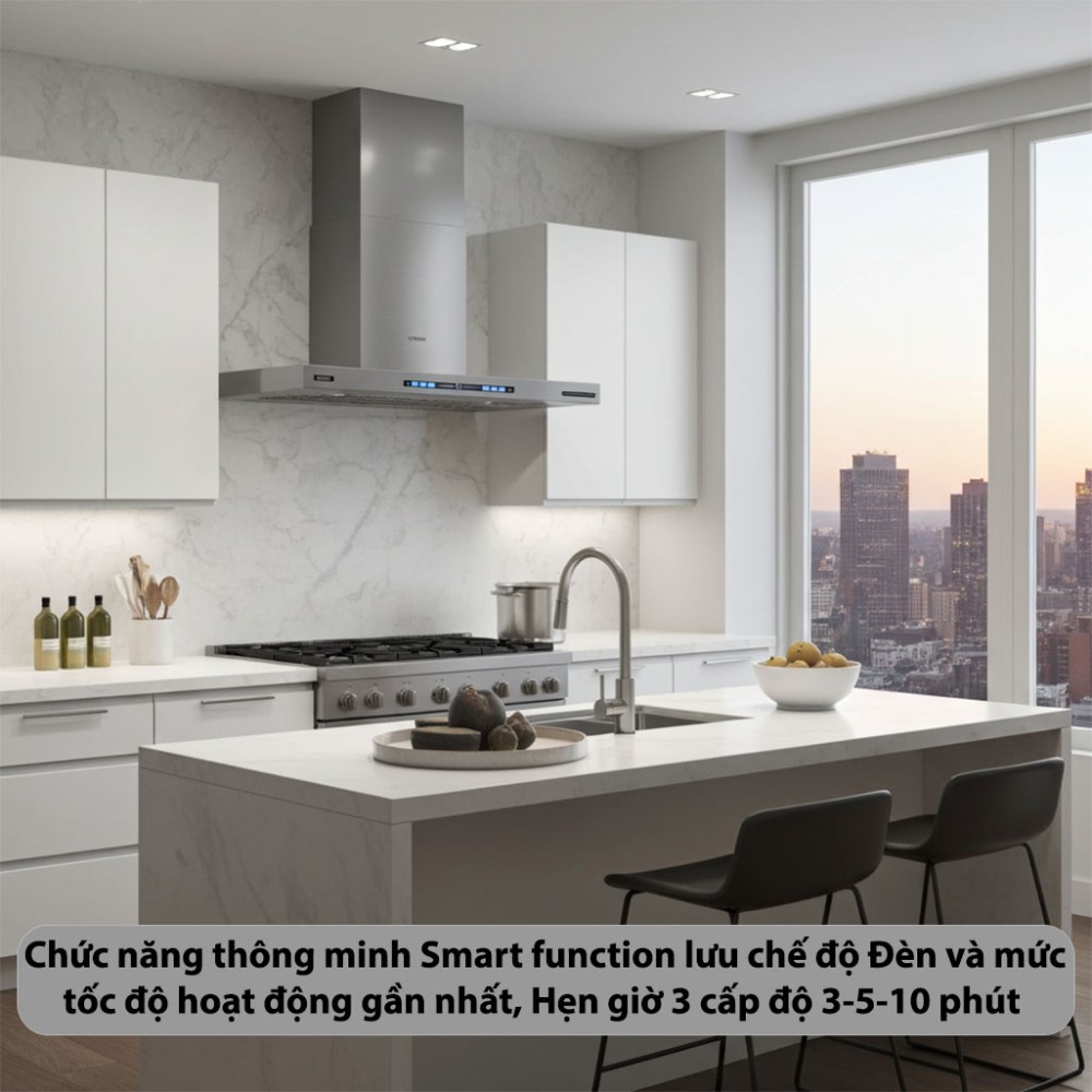 Máy hút mùi áp tường chữ T GrandX GX-H90T78G - Hàng chính hãng