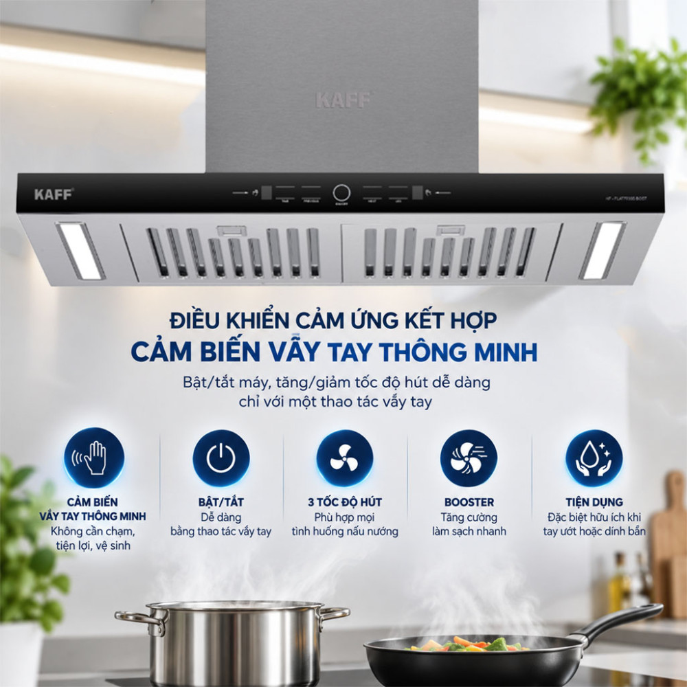Máy hút mùi chữ T Kaff KF-FLAT7735S BOST - Hàng chính hãng
