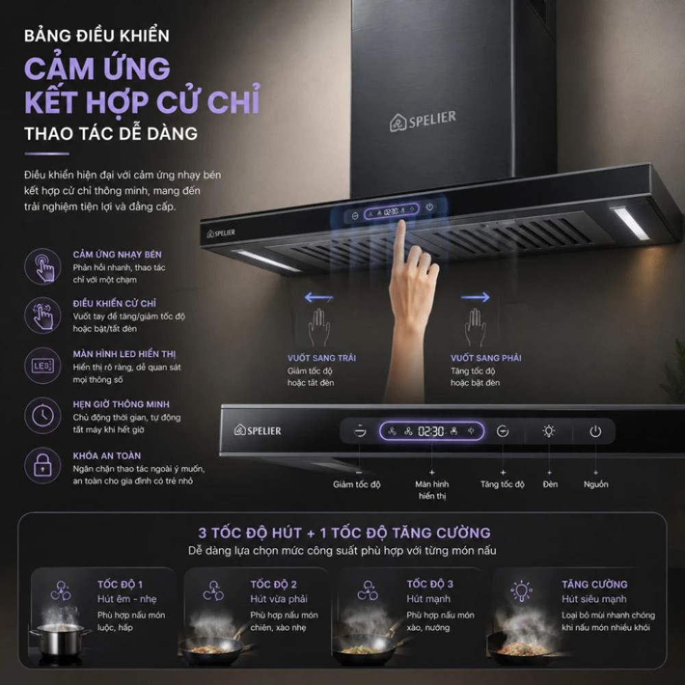 Máy hút mùi chữ T Spelier SP 109S - Hàng chính hãng