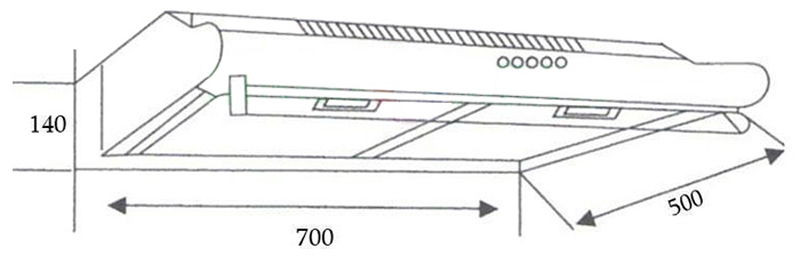 Kích thước của máy hút mùi cổ điển Capri CR270B