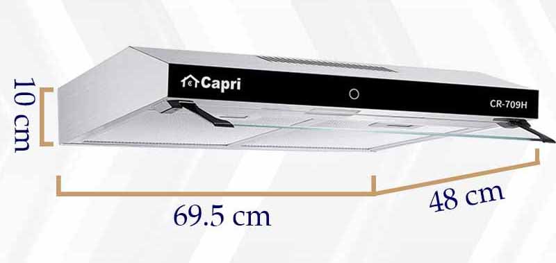 Kích thước của máy hút mùi cổ điển Capri CR-709H