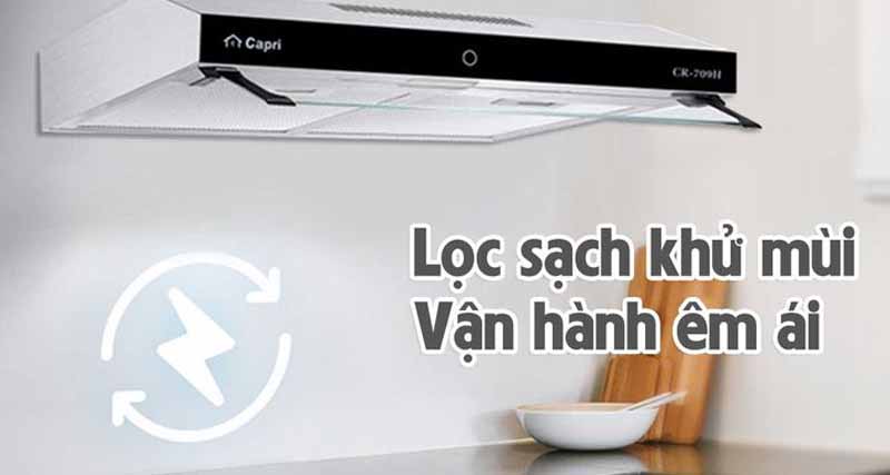 Công suất 850m3/h, hút sạch mùi thức ăn