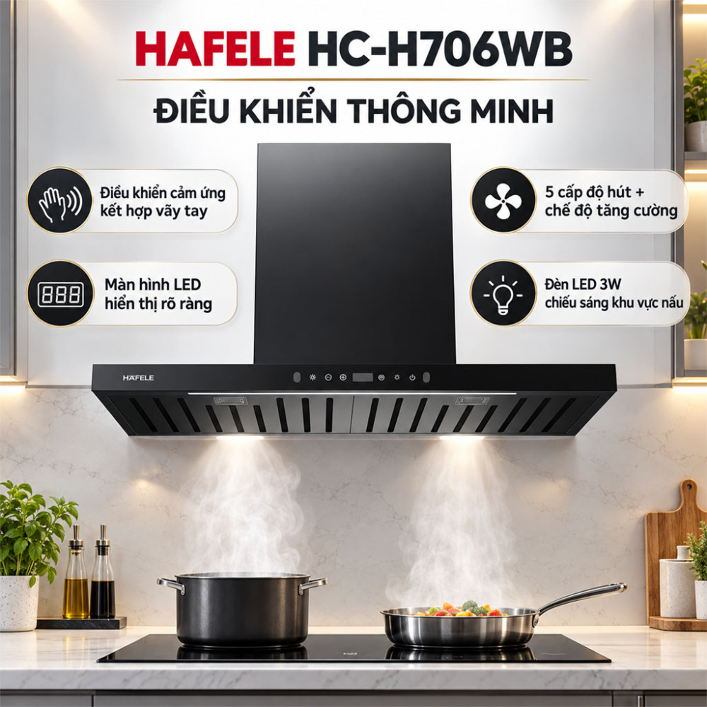 Máy hút mùi gắn tường Hafele HC-H706WB - Hàng chính hãng