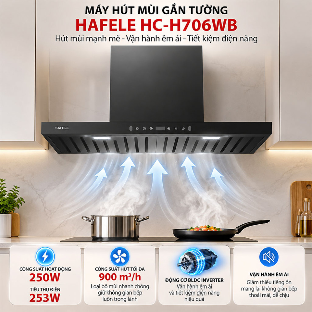 Máy hút mùi gắn tường Hafele HC-H706WB - Hàng chính hãng