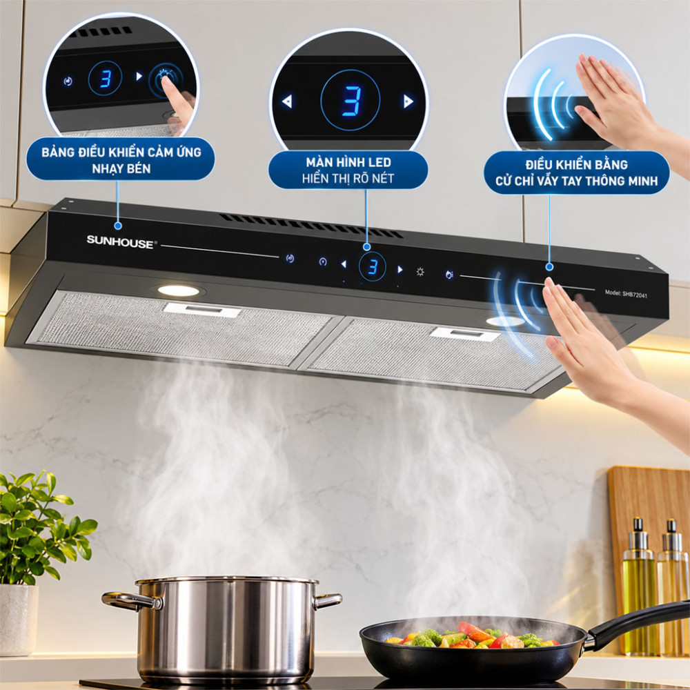 Máy hút mùi kính thẳng Sunhouse SHB72041 - Hàng chính hãng