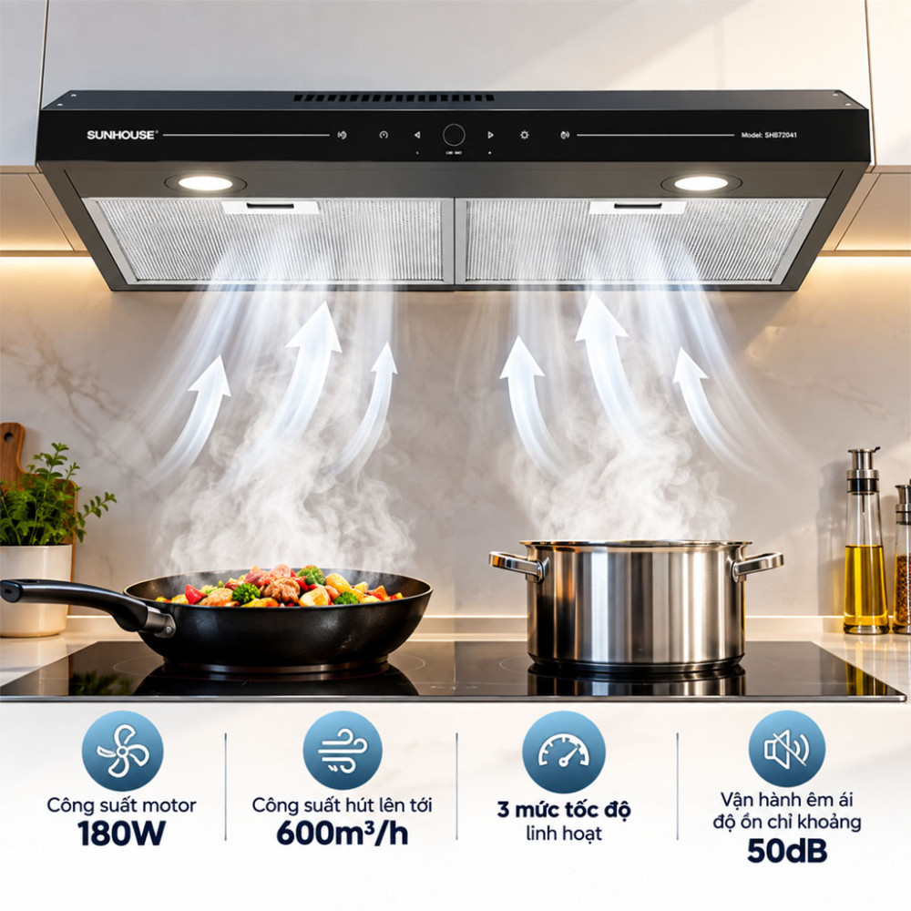 Máy hút mùi kính thẳng Sunhouse SHB72041 - Hàng chính hãng