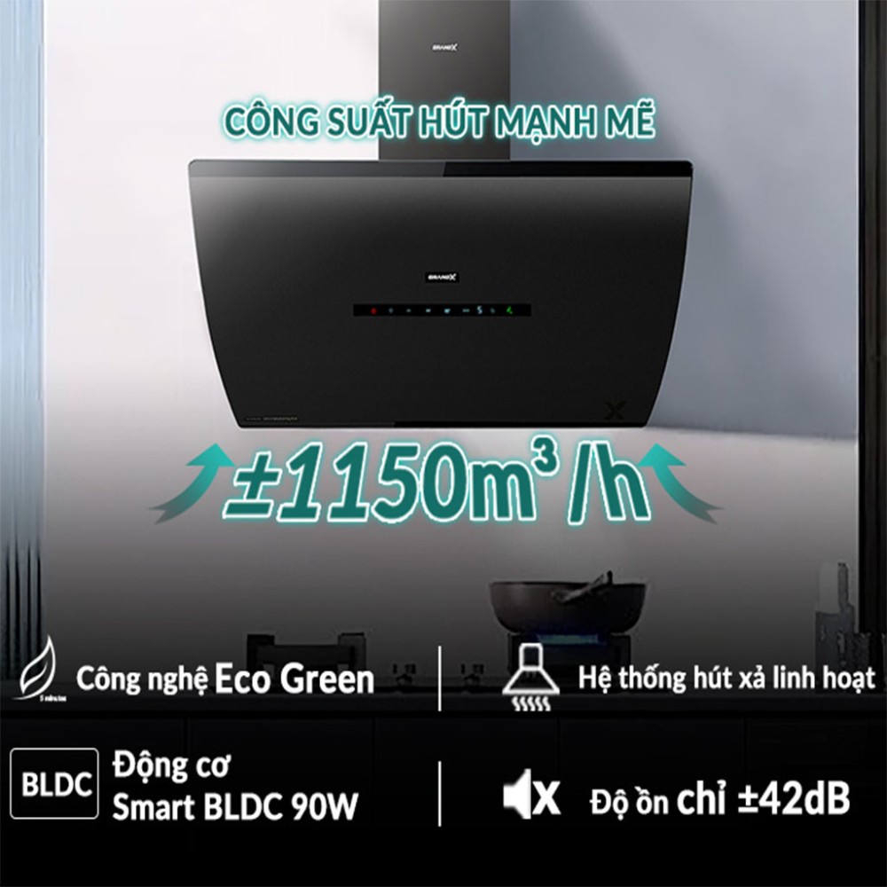 Máy hút mùi kính vát GrandX GX-H70F87B - Hàng chính hãng
