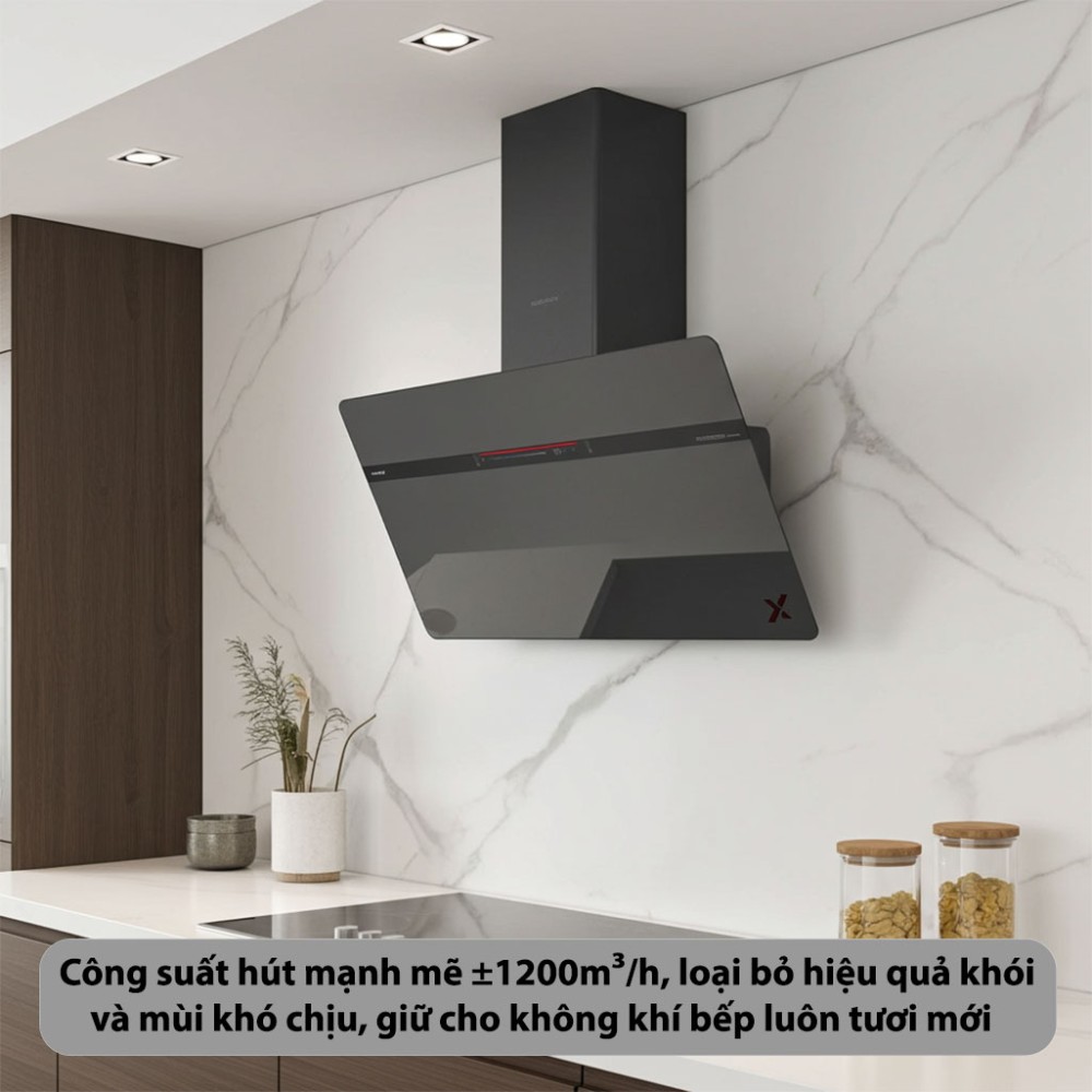 Máy hút mùi kính vát GrandX GX-H90S86B - Hàng chính hãng