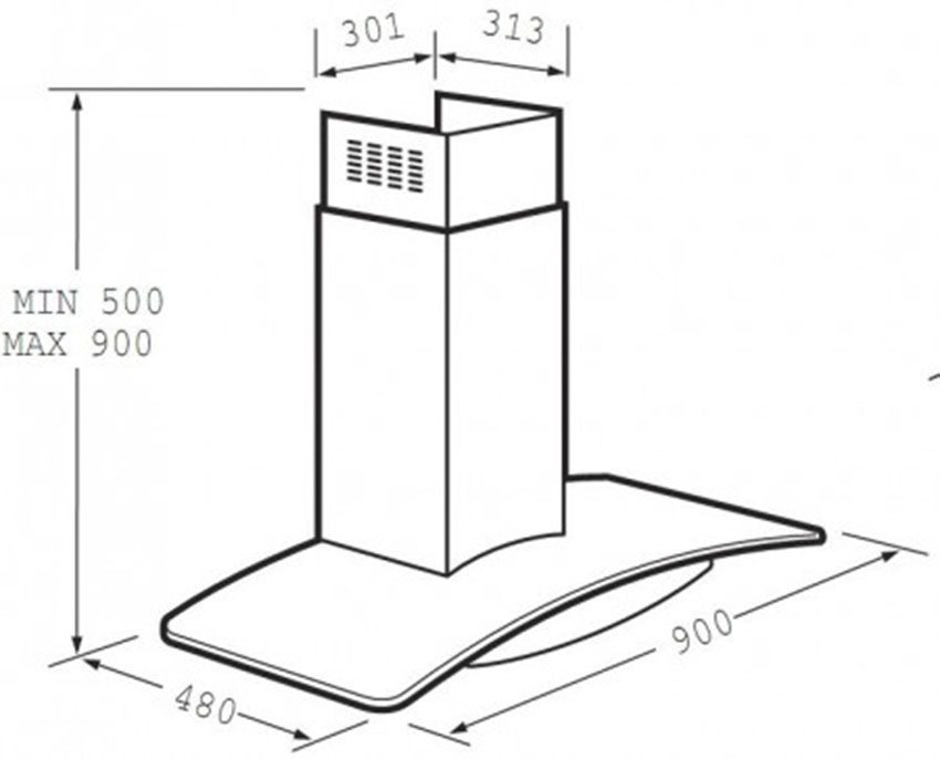 Kích thước của máy hút khử mùi Fagor CPV-90X