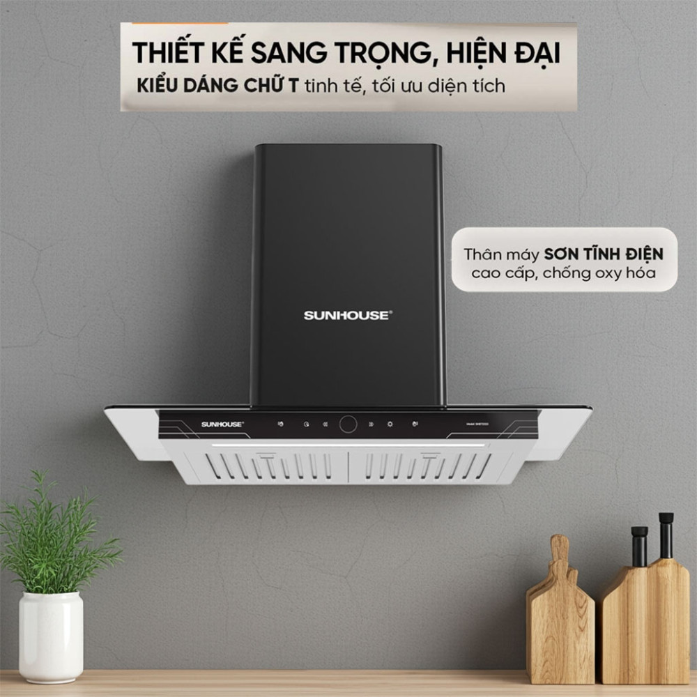 Máy hút mùi tum kính Sunhouse SHB72023 chất liệu cao cấp, bền bỉ