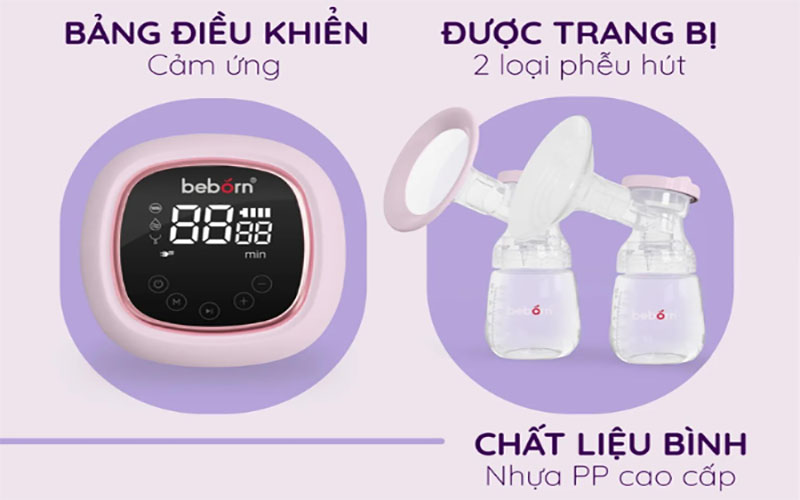 Bảng điều khiển của Máy hút sữa điện đôi Beborn BP01ED