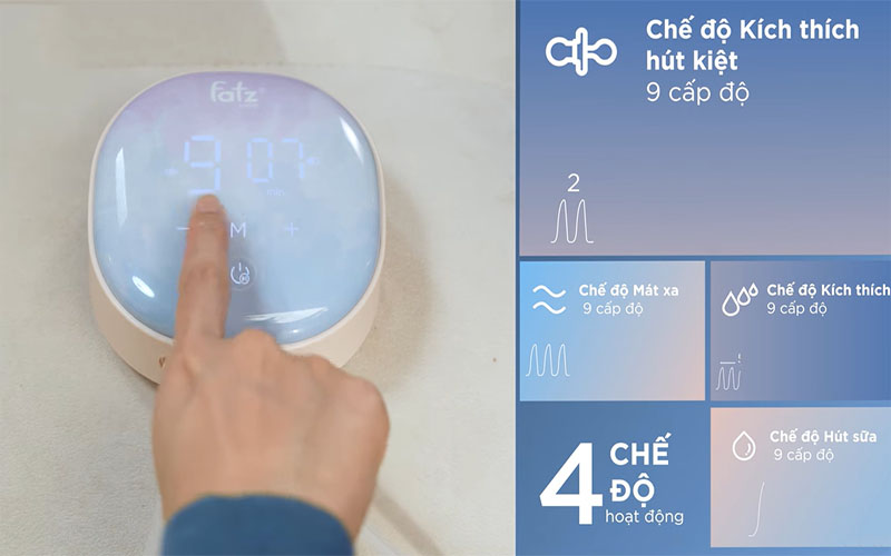 4 chế độ hoạt động của Máy hút sữa điện đôi Resonance 10 Fatzbaby FB1115VN