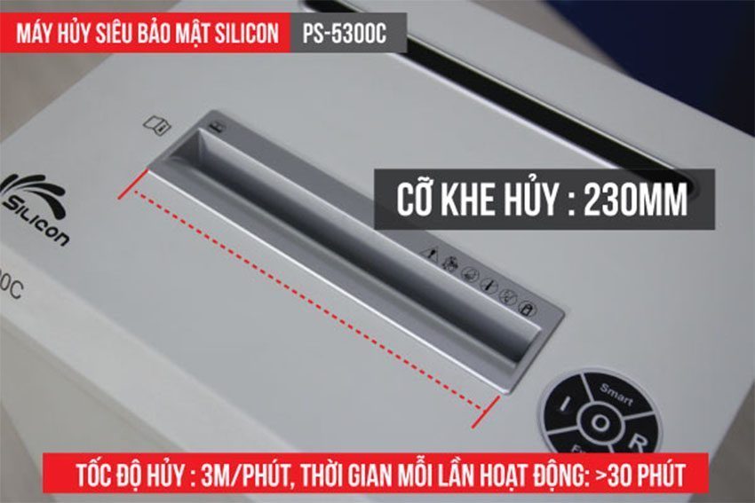 Chi tiết của máy hủy tài liệu Silicon PS-5300C