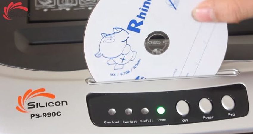 Máy hủy tài liệu Silicon PS-990C có khe hủy CD
