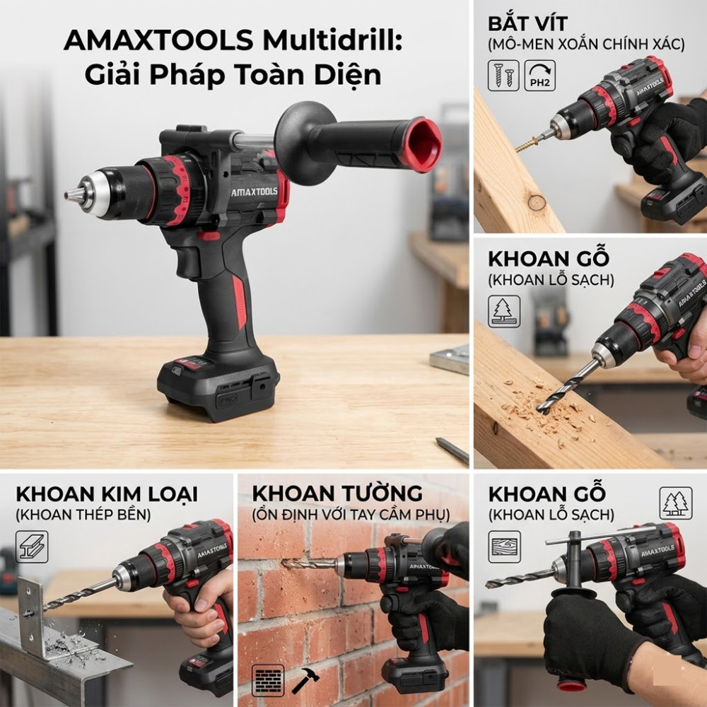 Máy khoan dùng pin Amaxtools AKI16013SM - Hàng chính hãng