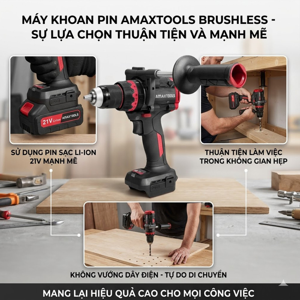 Máy khoan dùng pin Amaxtools AKI16013SM - Hàng chính hãng