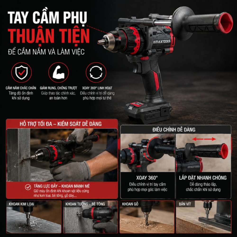 Máy khoan dùng pin Amaxtools AKI16013SM - Hàng chính hãng