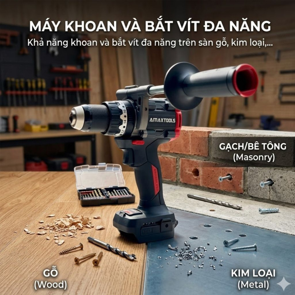 Máy khoan dùng pin Amaxtools AKI16513SM - Hàng chính hãng